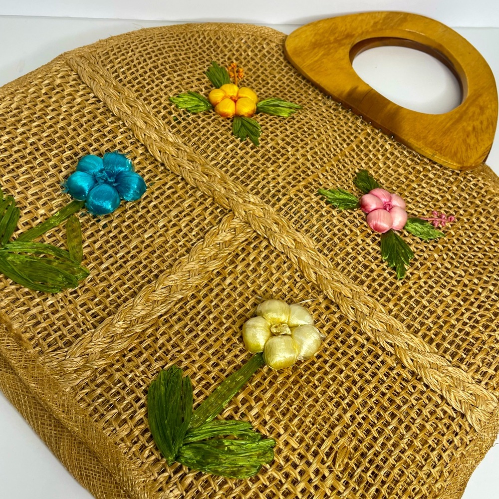Vintage Handmade Straw Beach Bag